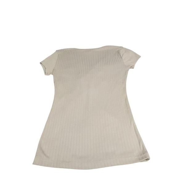 Rue 21 Shirt Juniors XSmall Beige Lace Up Scoop Neck Ribbed Casual Blouse - Picture 2 of 6